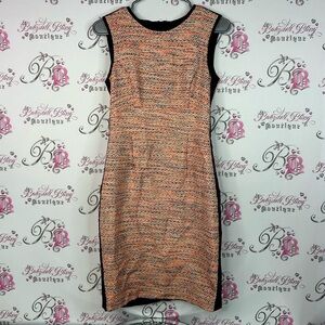 LK Bennett dress tank style tweed look orange Peach and Black Mini Dress